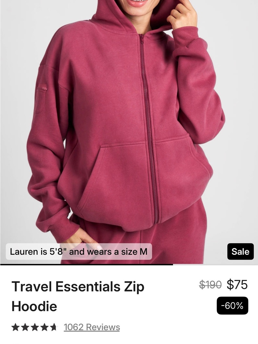 Comfort Travel essentials Zip Hoodie - Berry